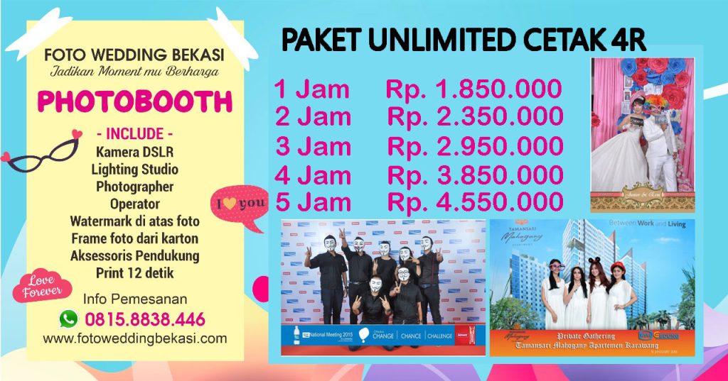 Paket photobooth unlimited cetak 4R
